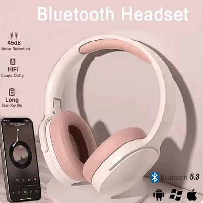 Stereo Surround Sound Headsets Wireless Bluetooth Headphone Over Ear Sports Gamer Earphone TF/AUX Music Player with Mic Handfree