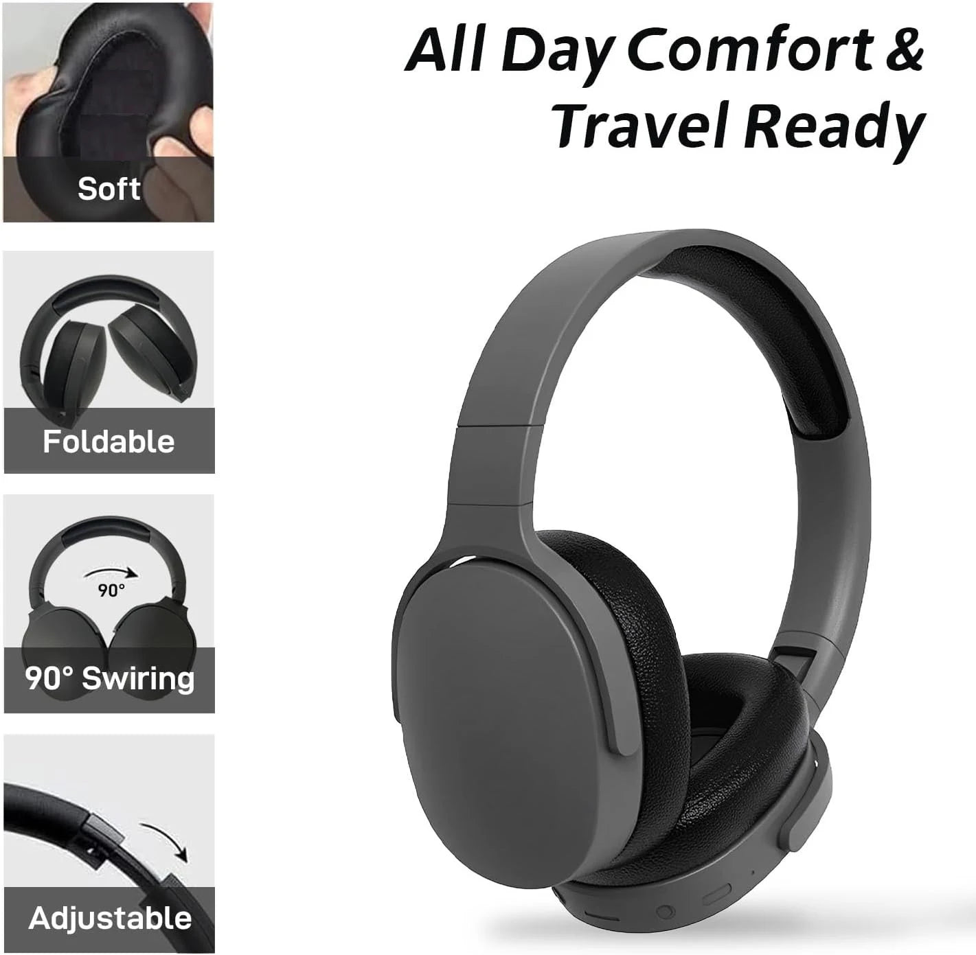Stereo Surround Sound Headsets Wireless Bluetooth Headphone Over Ear Sports Gamer Earphone TF/AUX Music Player with Mic Handfree